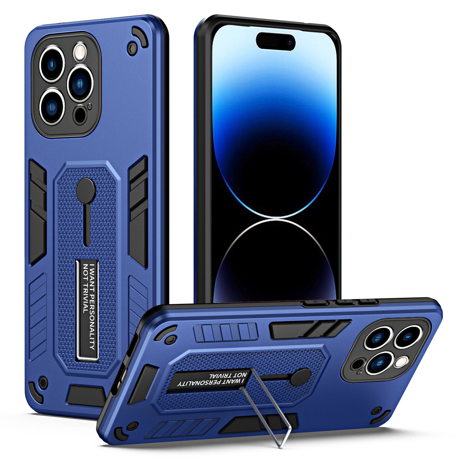 For iPhone 14 Pro Soft TPU Hard PC Phone Case Finger Grip Kickstand Rugged Shockproof Cover For iPhone 14 Pro Soft TPU Hard PC Phone Case Finger Grip Kickstand Rugged Shockproof Cover